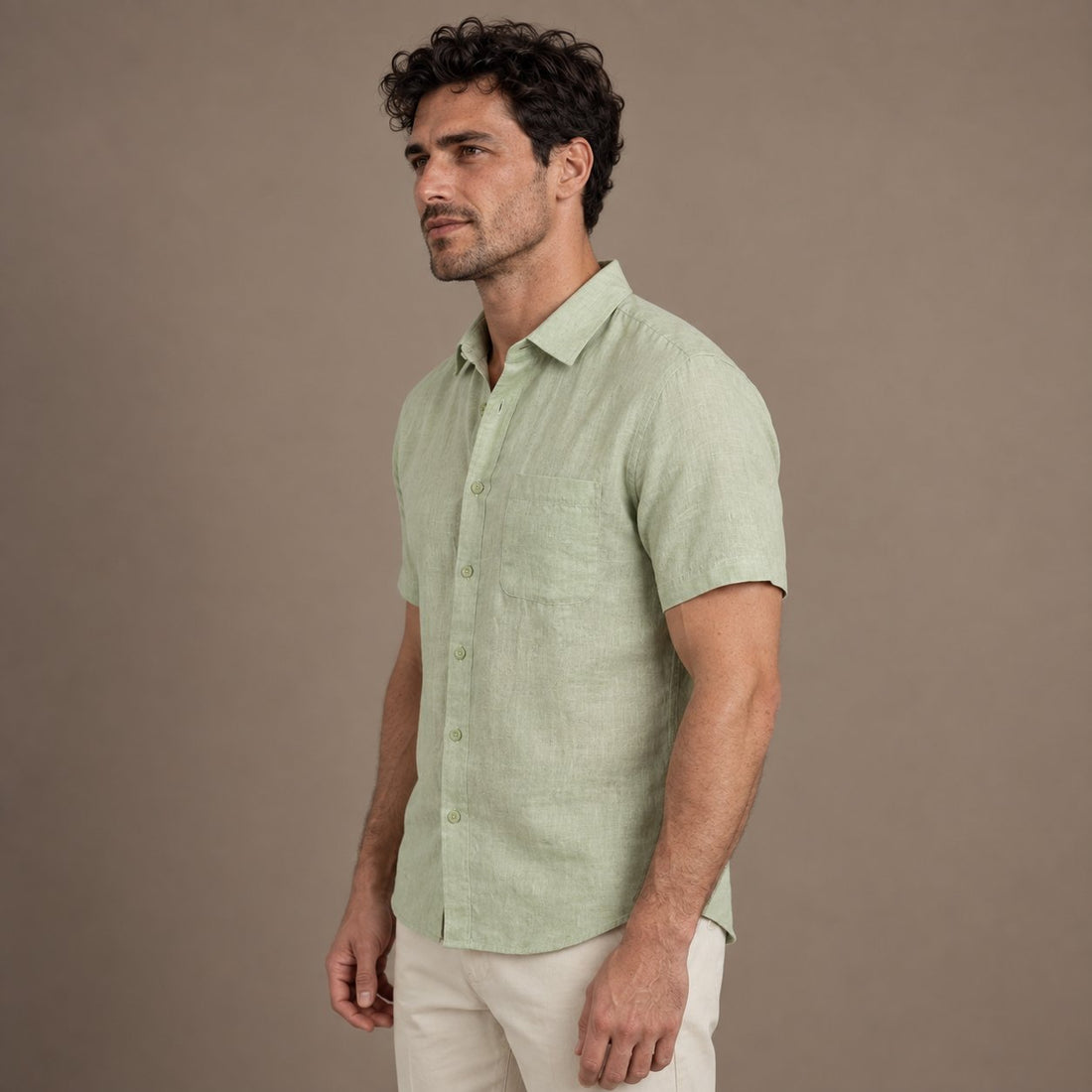 Men's Short Sleeve Linen Shirt