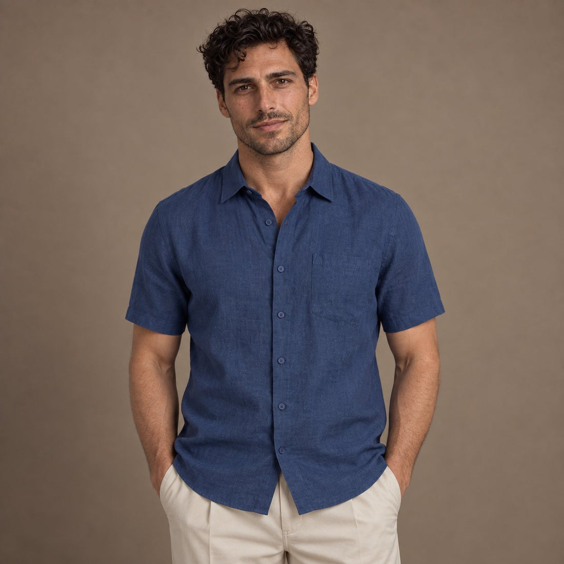 Men's Short Sleeve Linen Shirt