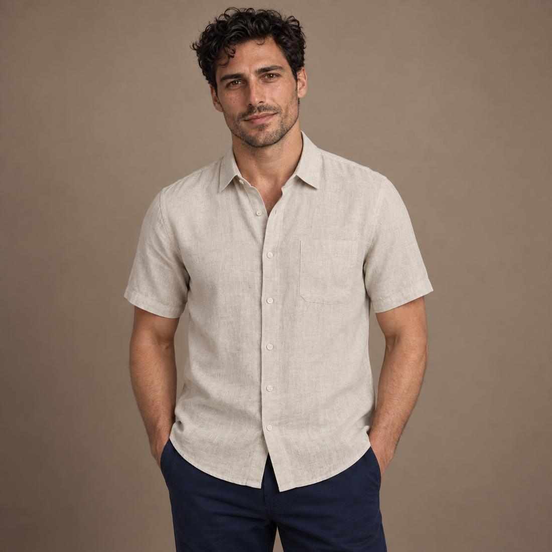 Men's Short Sleeve Linen Shirt