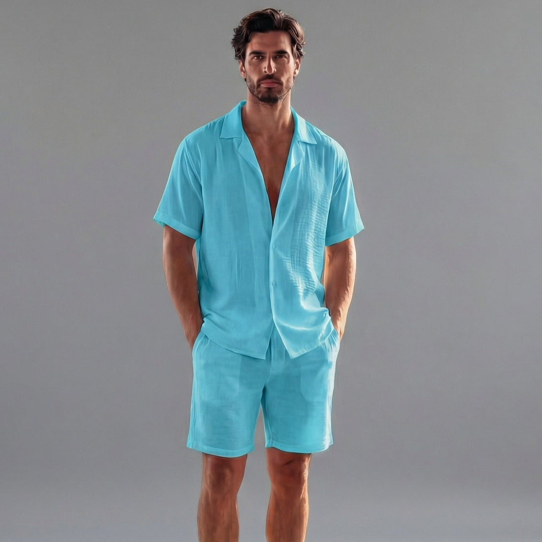 Men's Short Sleeve Linen Summer Set