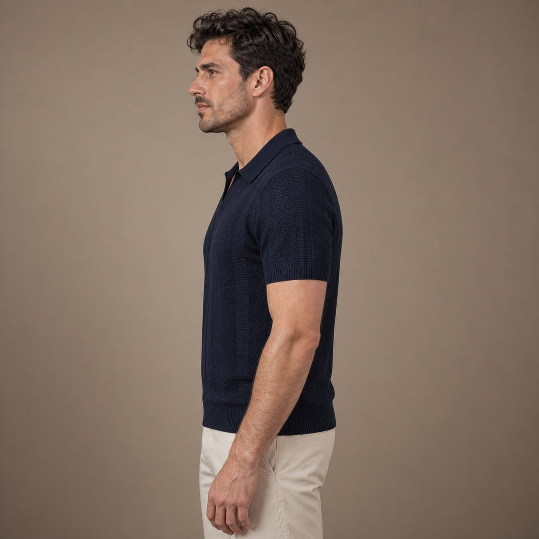 Men's Short Sleeve Polo Shirt - Modern Knit Design