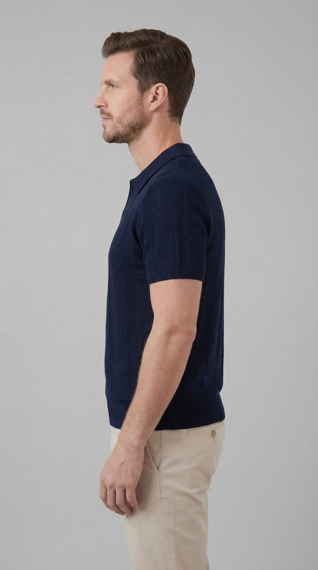 Men's Short Sleeve Polo Shirt - Modern Knit Design