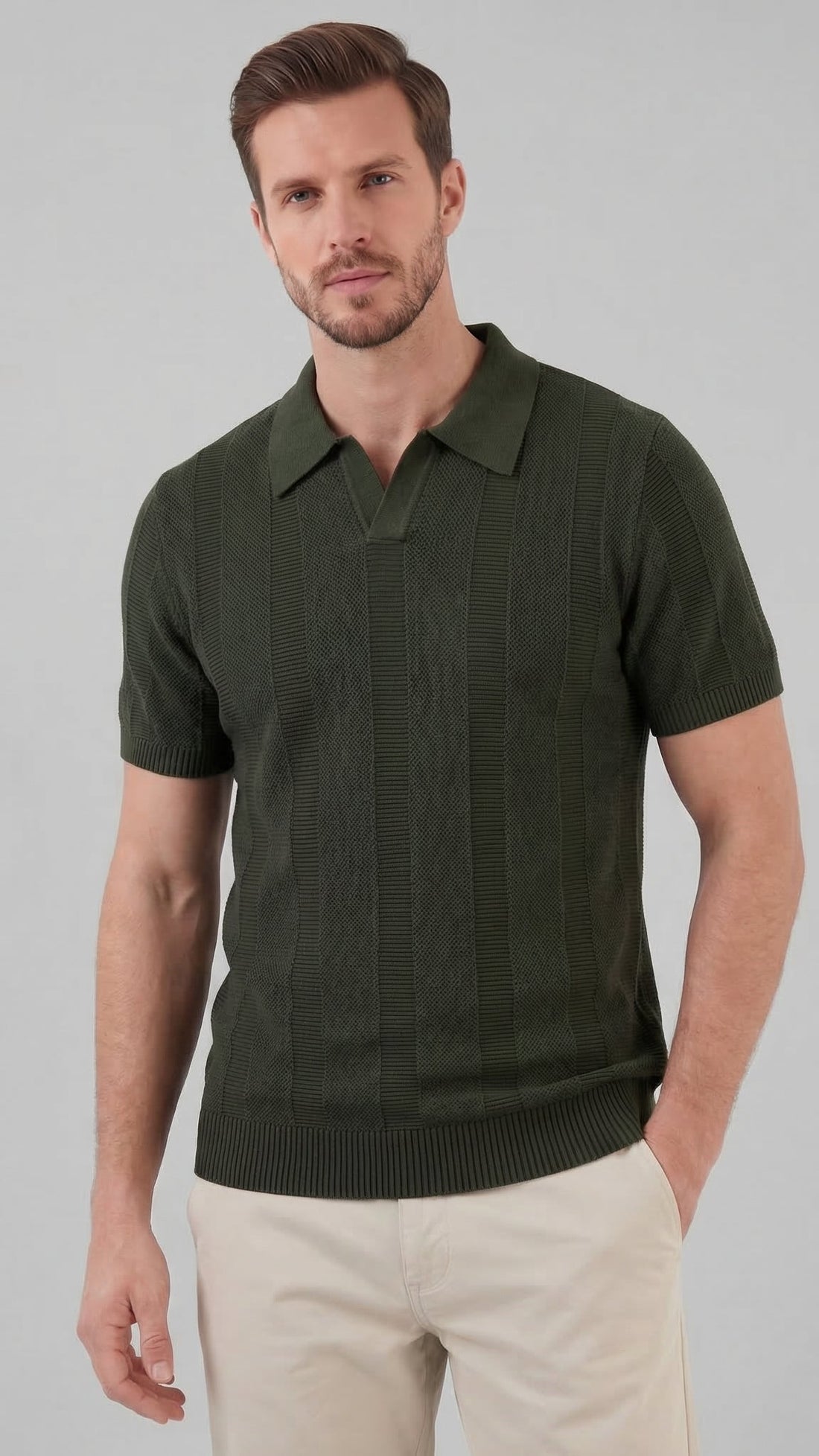 Men's Short Sleeve Polo Shirt - Modern Knit Design