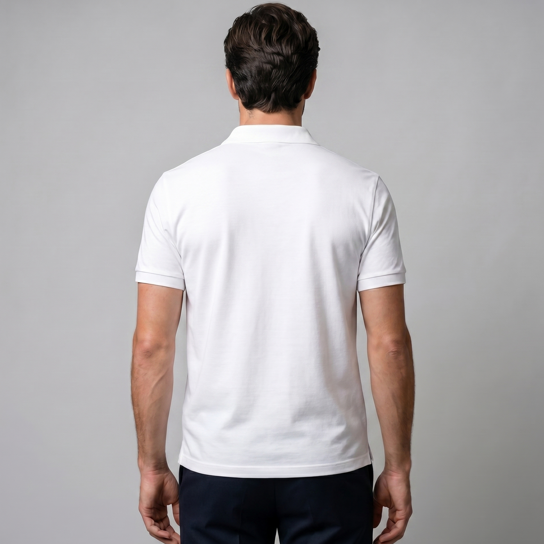 Men's Short Sleeve Polo Shirt with Open Collar