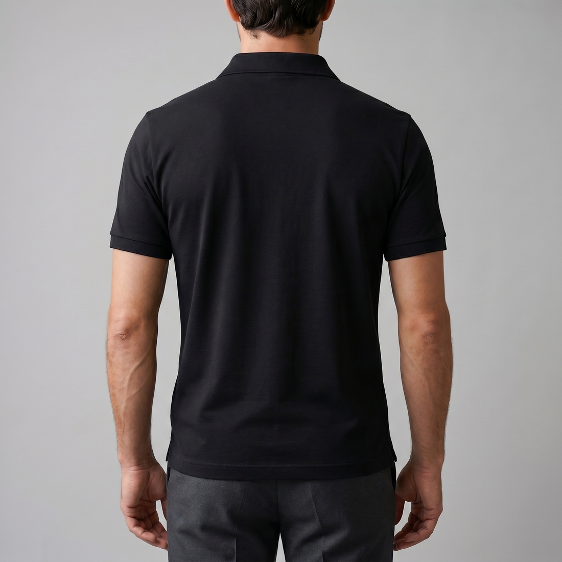 Men's Short Sleeve Polo Shirt with Open Collar