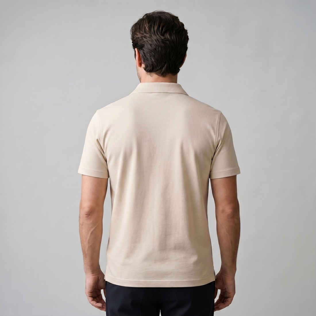 Men's Short Sleeve Polo Shirt with Open Collar
