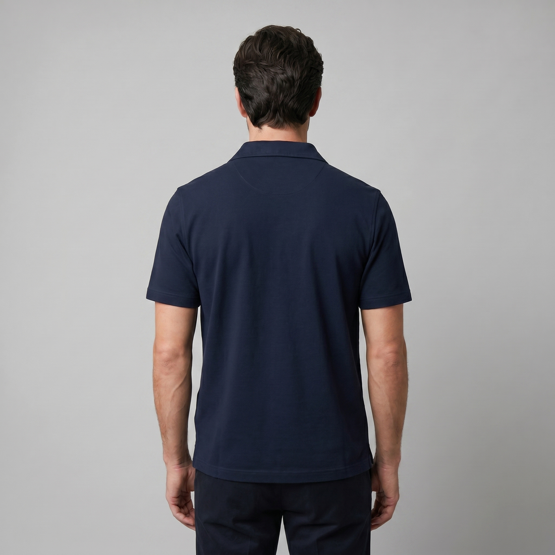 Men's Short Sleeve Polo Shirt with Open Collar