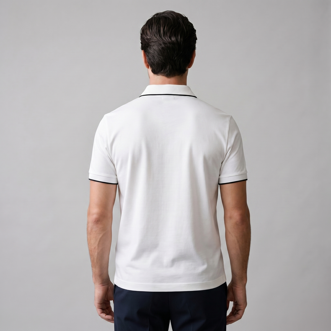 Men's Short Sleeve Polo Shirt with Zip Placket