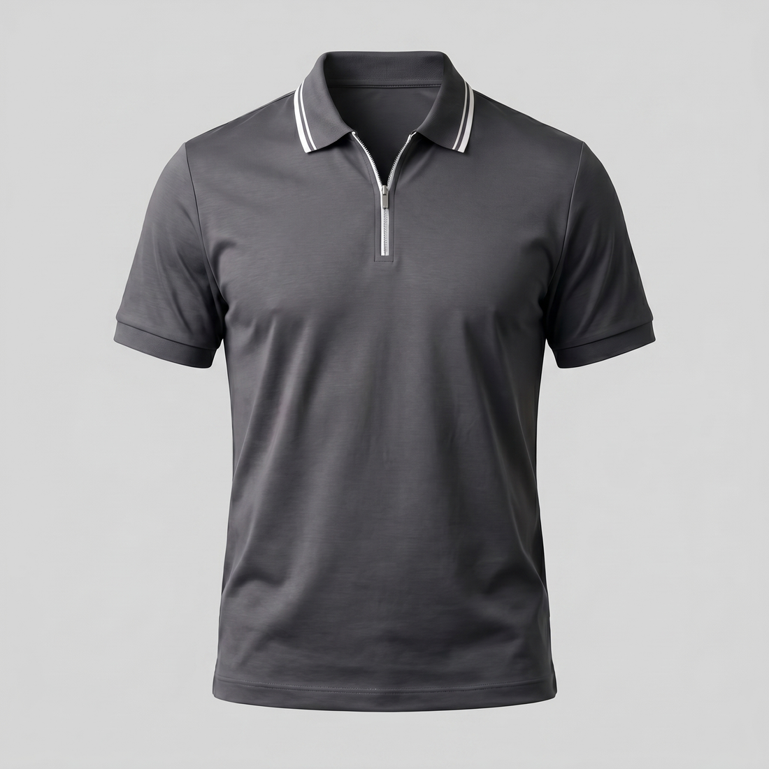 Men's Short Sleeve Polo Shirt with Zip Placket