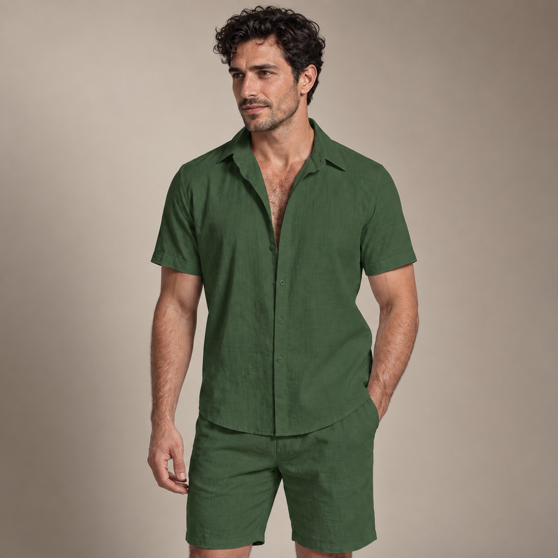 Men's Short Sleeve Shirt and Shorts Co-Ord Set
