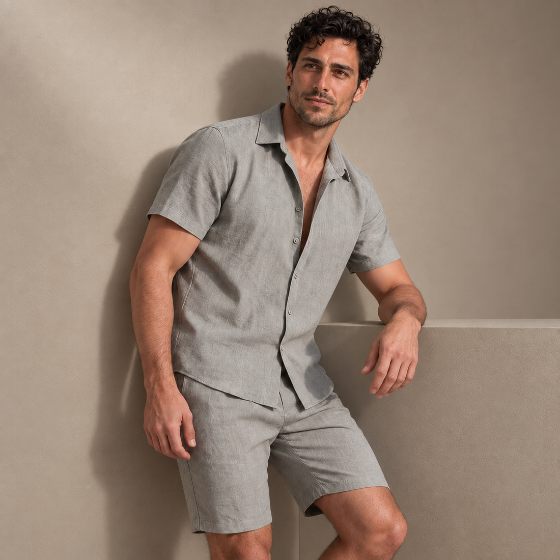 Men's Short Sleeve Shirt and Shorts Co-Ord Set