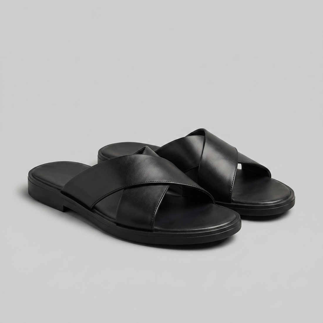 Men's Slide Sandals with Cross Strap Design