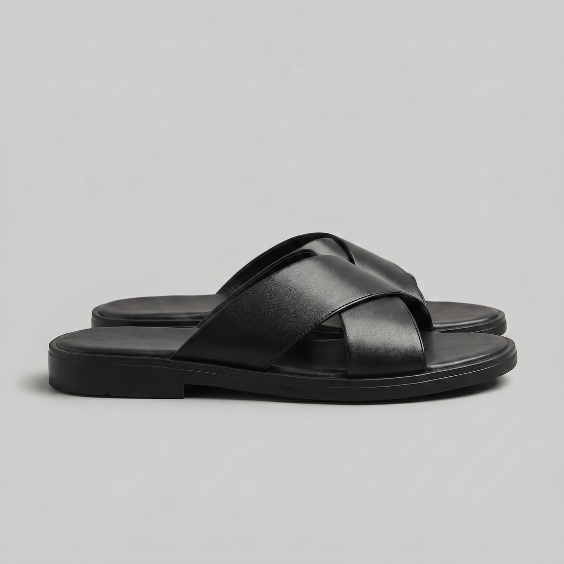 Men's Slide Sandals with Cross Strap Design