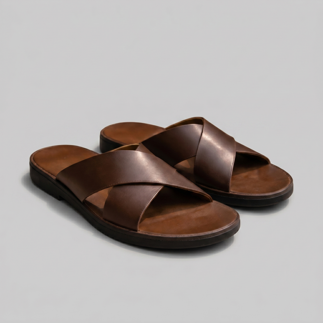 Men's Slide Sandals with Cross Strap Design