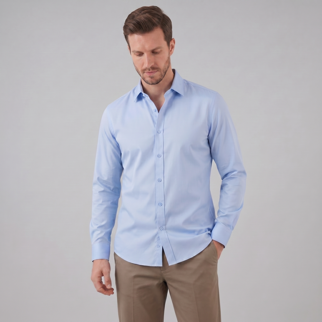 Men's Slim Fit Long-Sleeve Dress Shirt