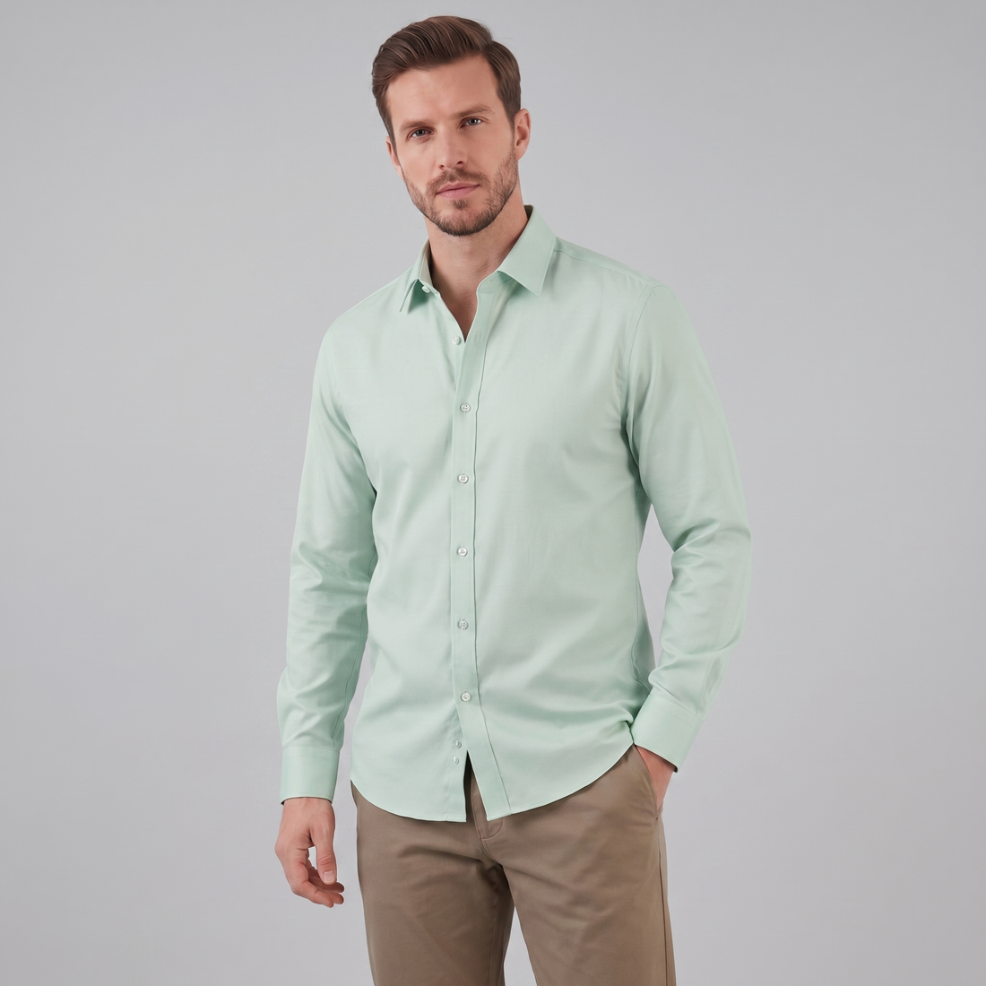 Men's Slim Fit Long-Sleeve Dress Shirt