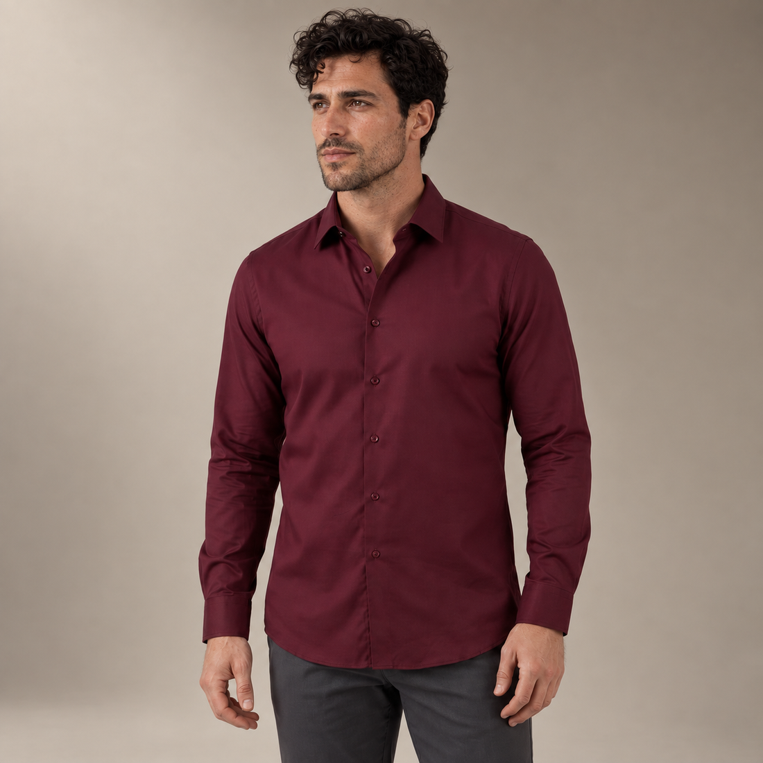 Men's Slim Fit Long-Sleeve Dress Shirt
