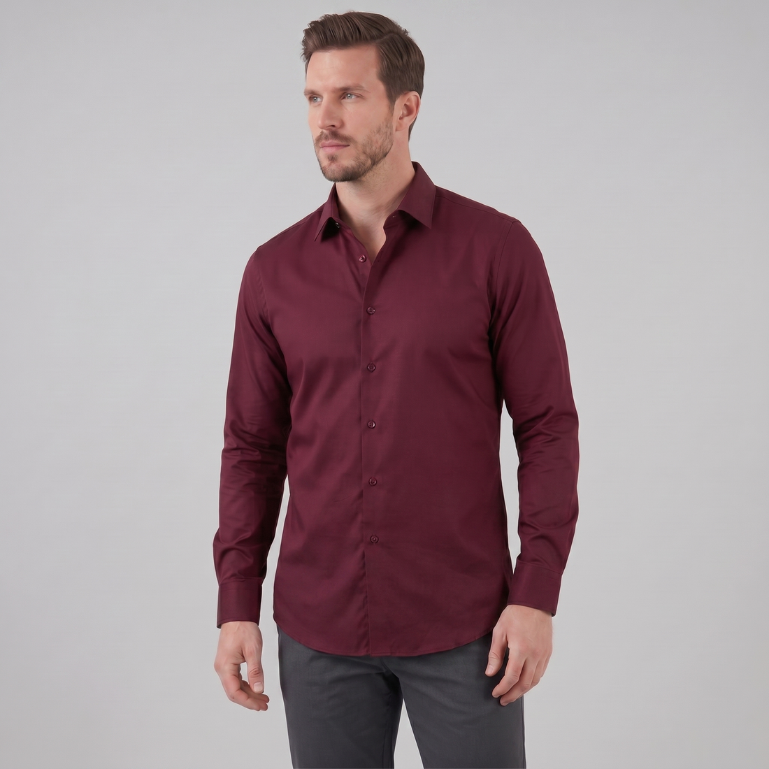 Men's Slim Fit Long-Sleeve Dress Shirt