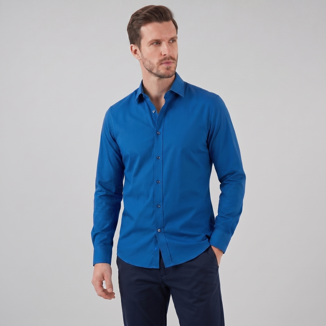 Men's Slim Fit Long-Sleeve Dress Shirt