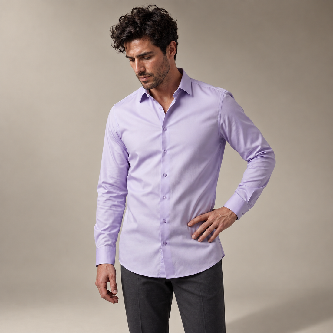 Men's Slim Fit Long-Sleeve Dress Shirt