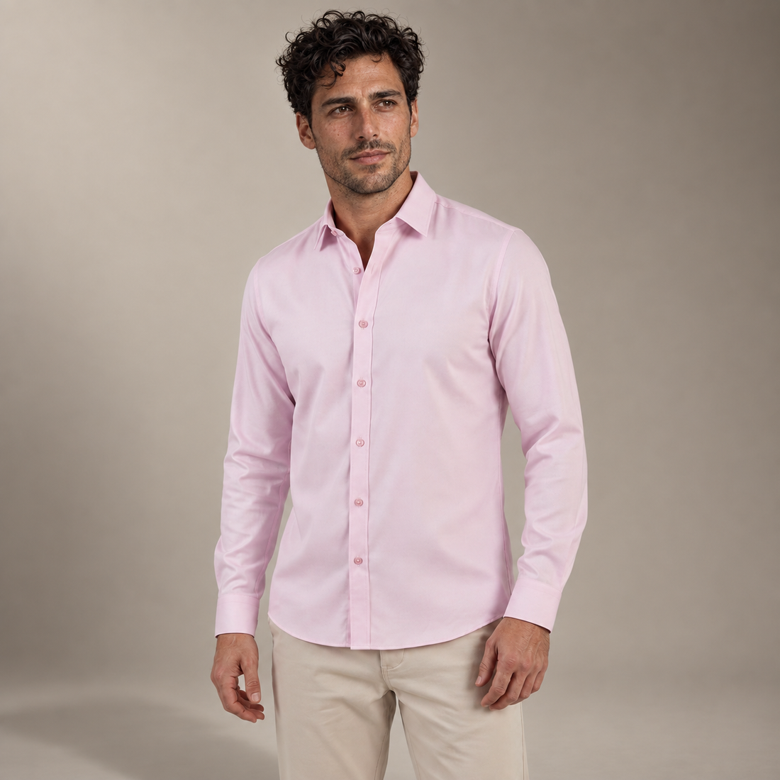 Men's Slim Fit Long-Sleeve Dress Shirt