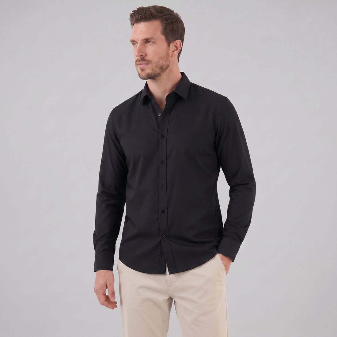 Men's Slim Fit Long-Sleeve Dress Shirt