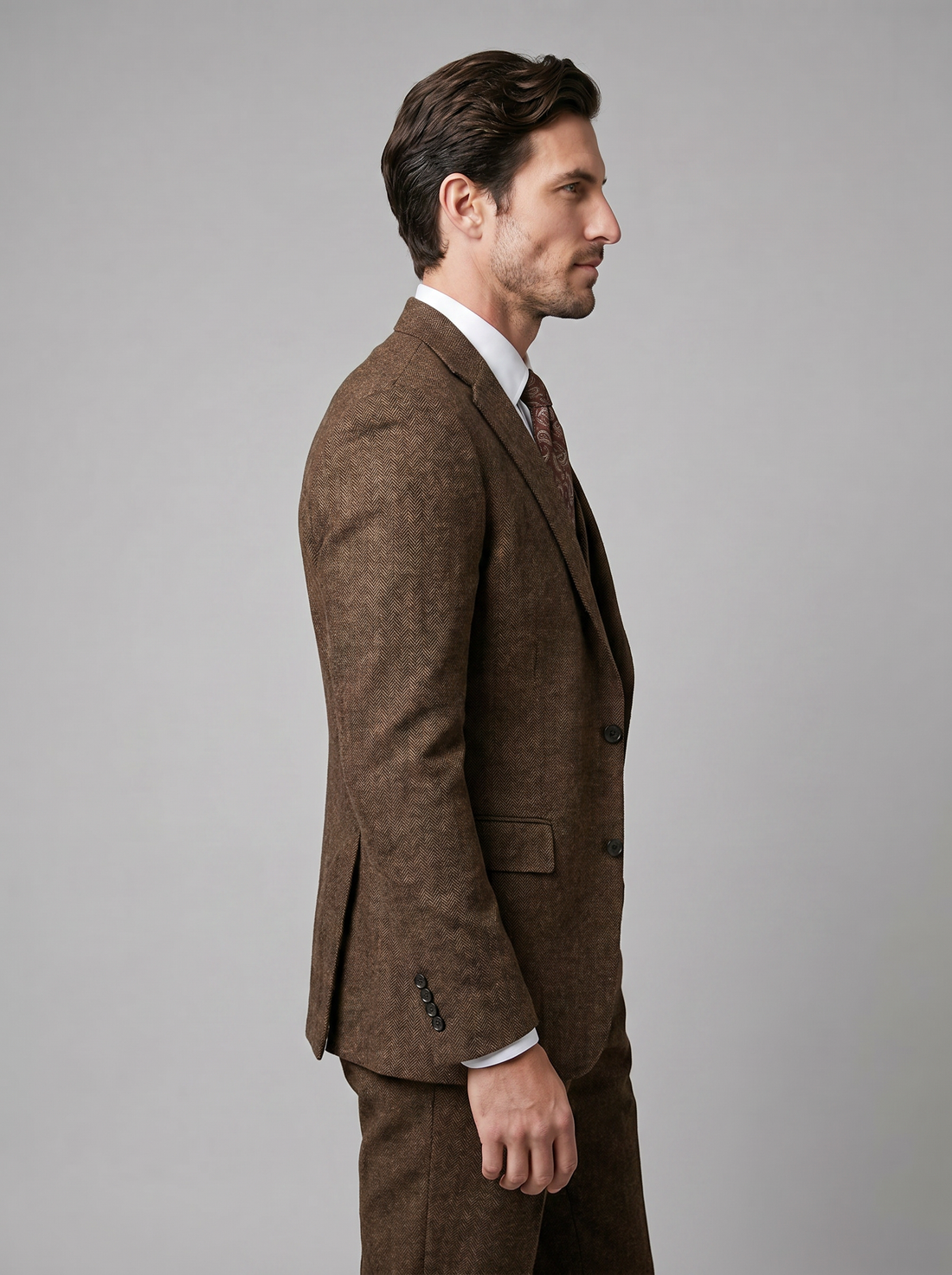 Men's Slim Fit Three-Piece Suit with Vest for Weddings