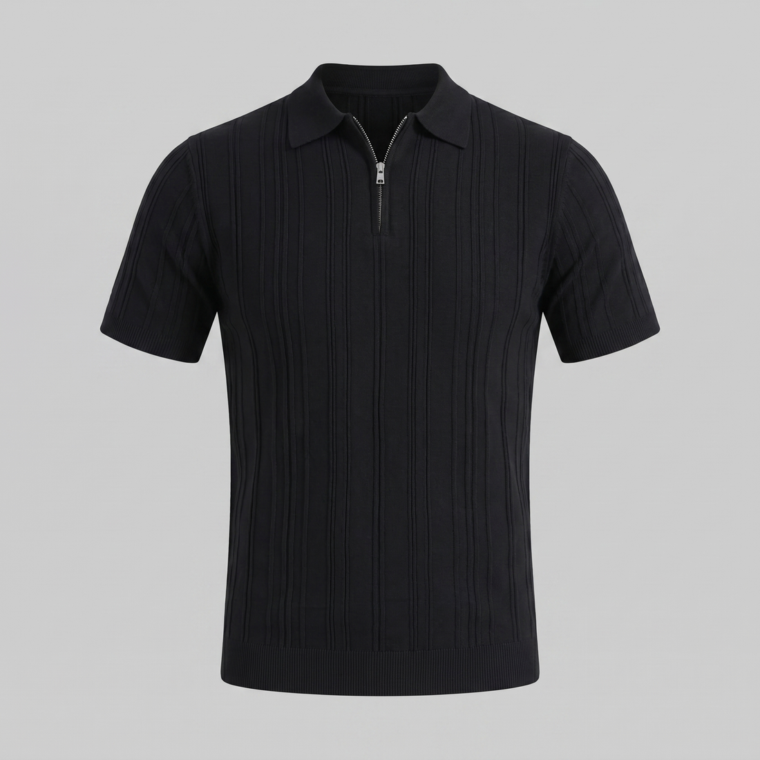 Men's Slim Fit Zip Up Polo Shirt