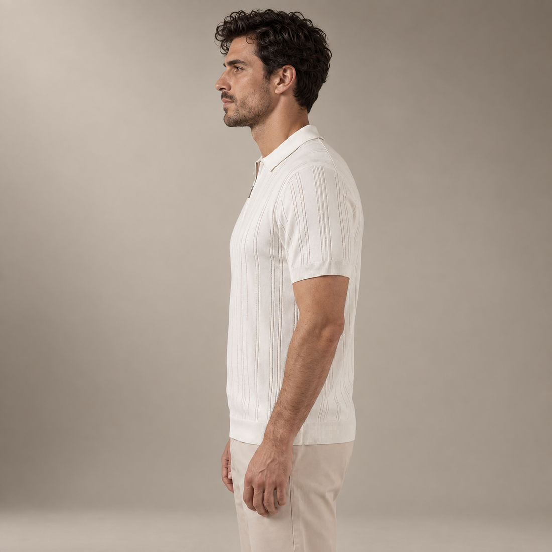 Men's Slim Fit Zip Up Polo Shirt