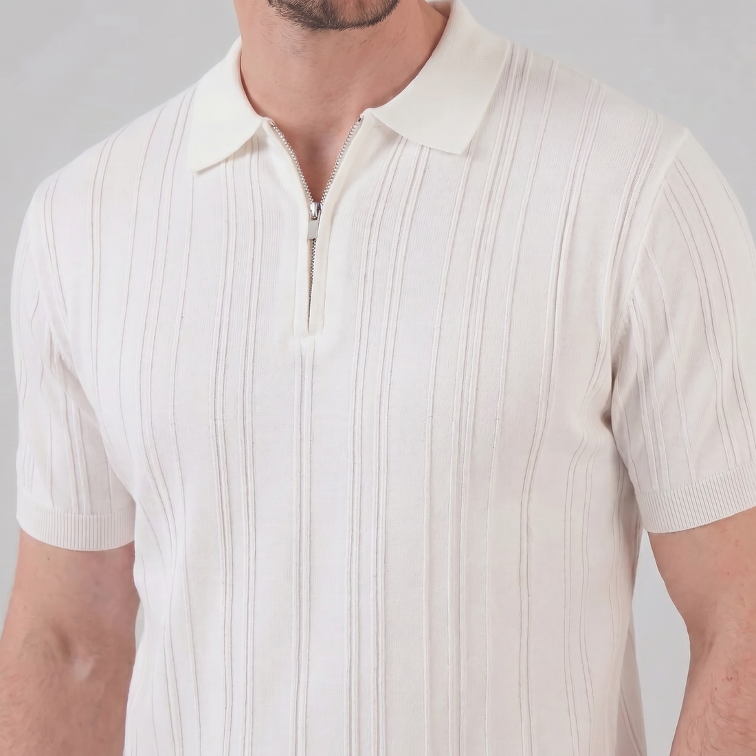 Men's Slim Fit Zip Up Polo Shirt