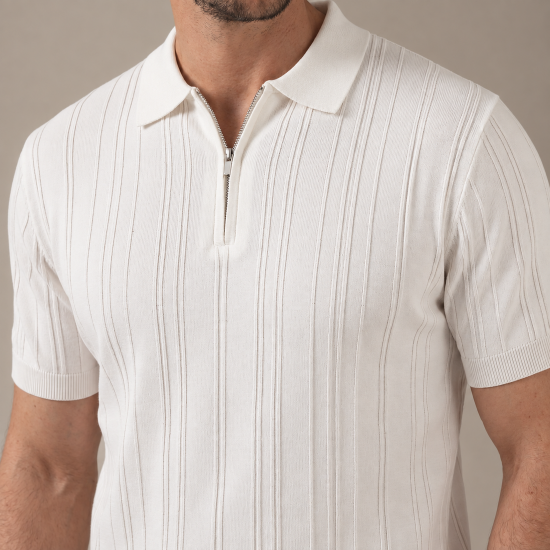 Men's Slim Fit Zip Up Polo Shirt