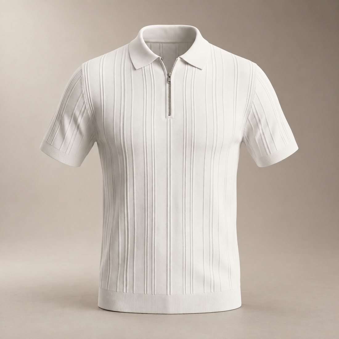 Men's Slim Fit Zip Up Polo Shirt
