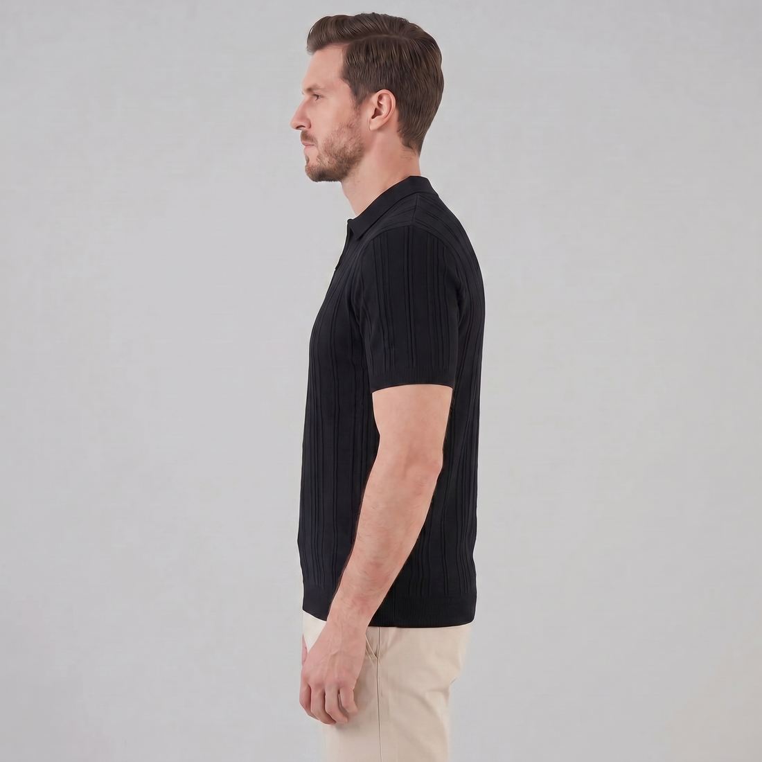 Men's Slim Fit Zip Up Polo Shirt
