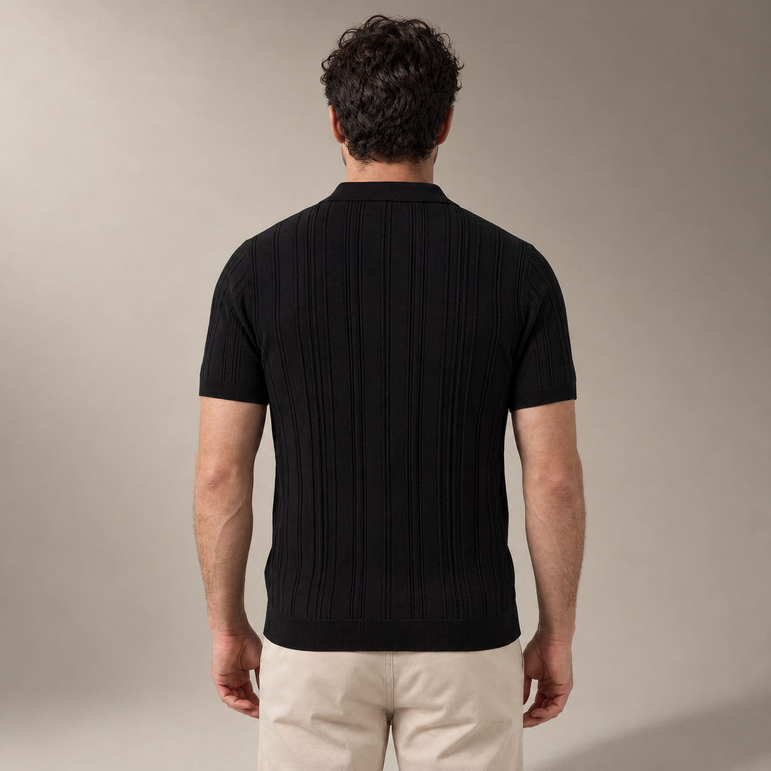 Men's Slim Fit Zip Up Polo Shirt