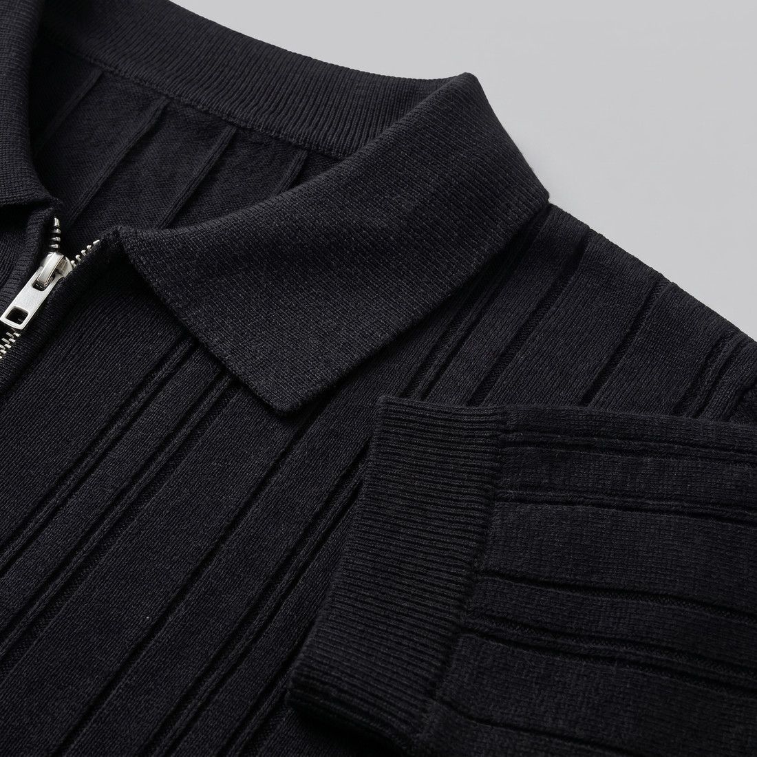Men's Slim Fit Zip Up Polo Shirt