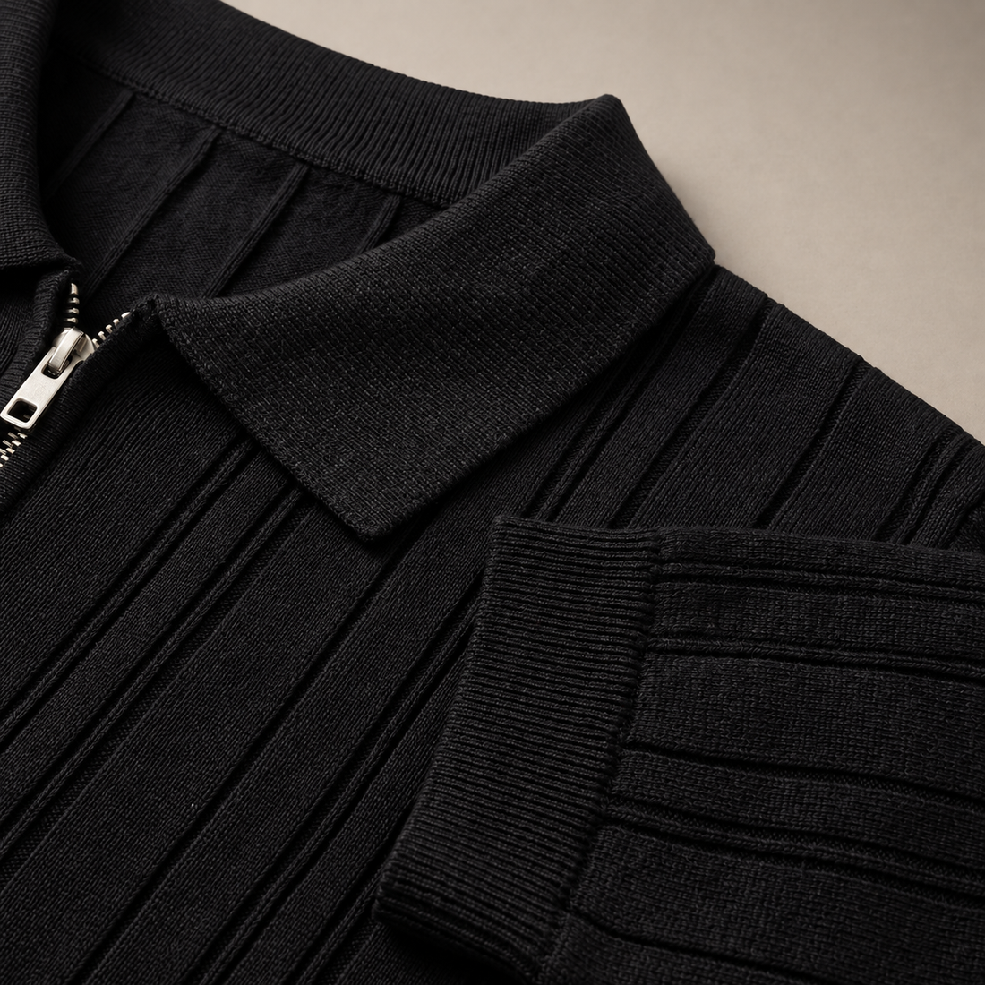 Men's Slim Fit Zip Up Polo Shirt