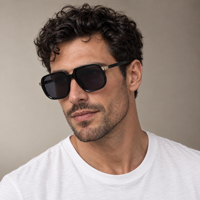 Men's Square Double-Bridge Sunglasses
