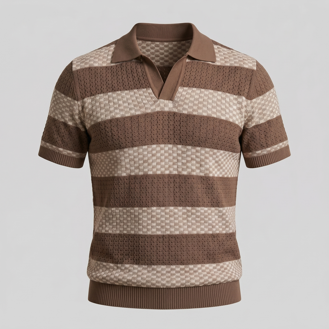 Men's Stripe Jacquard Knit Polo