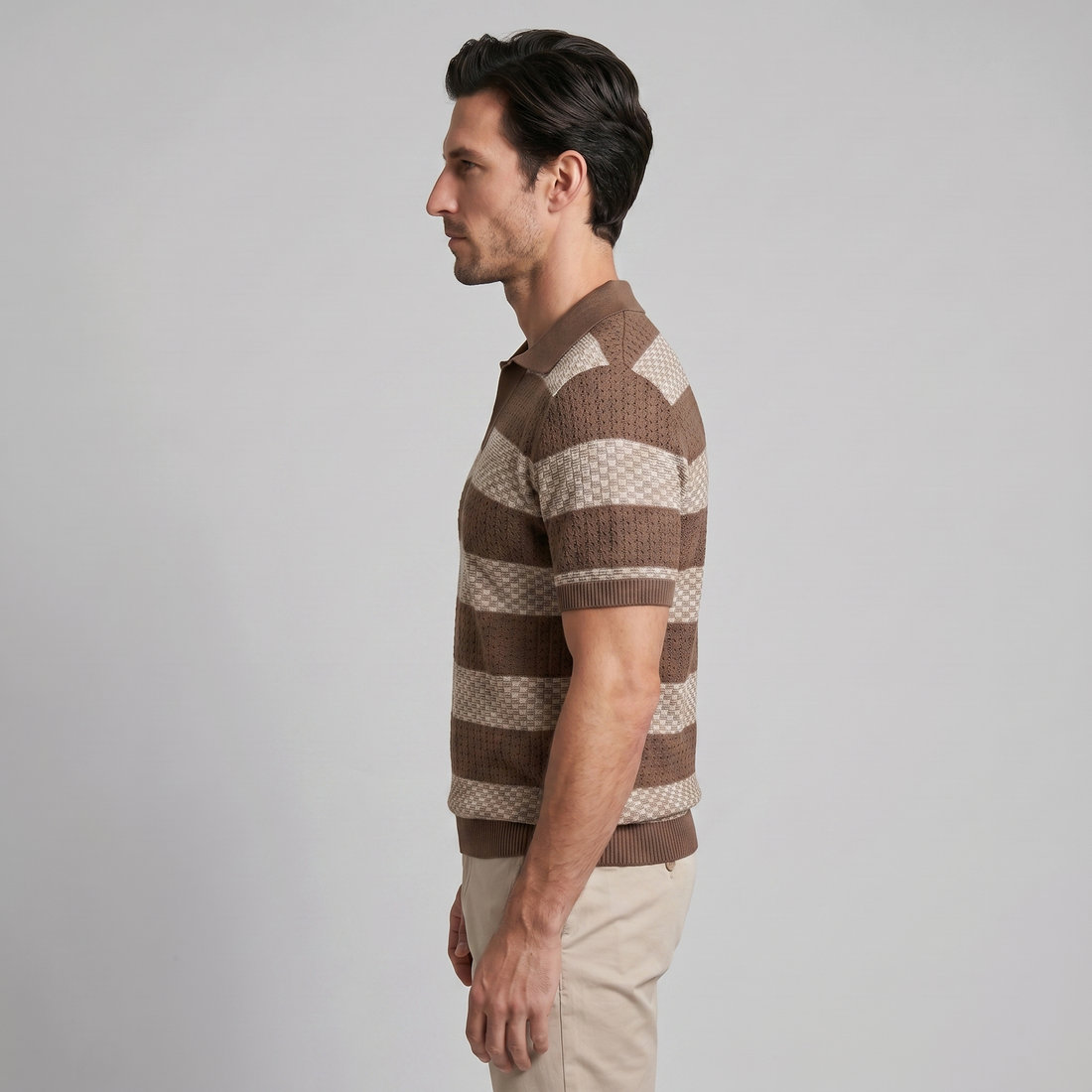 Men's Stripe Jacquard Knit Polo