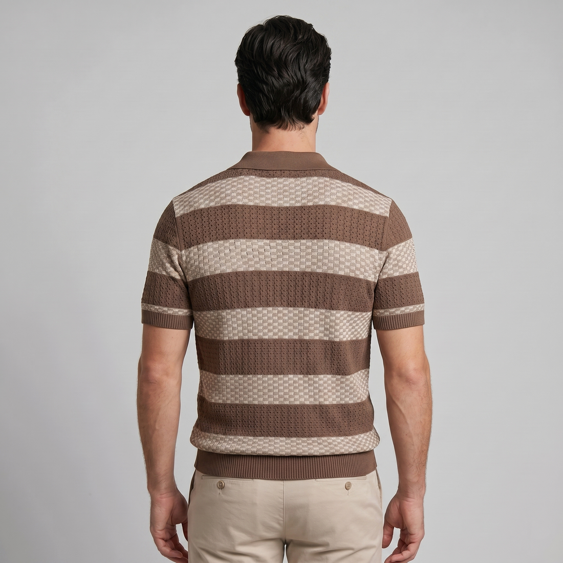 Men's Stripe Jacquard Knit Polo