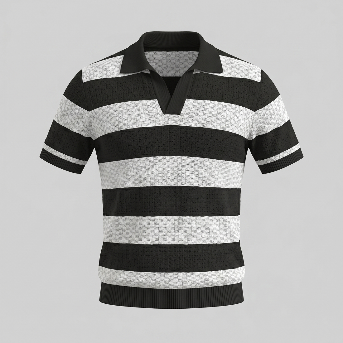 Men's Stripe Jacquard Knit Polo