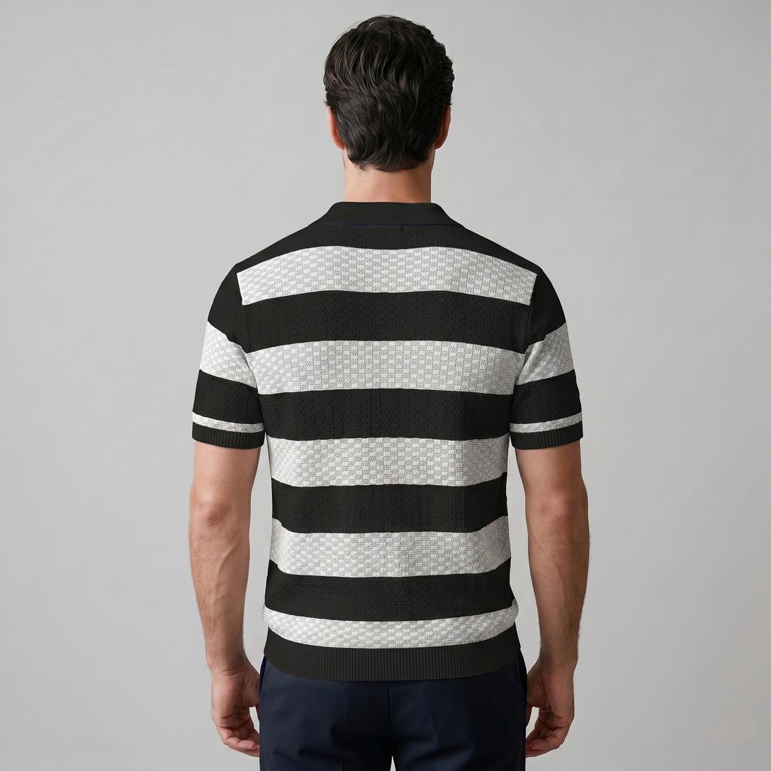 Men's Stripe Jacquard Knit Polo