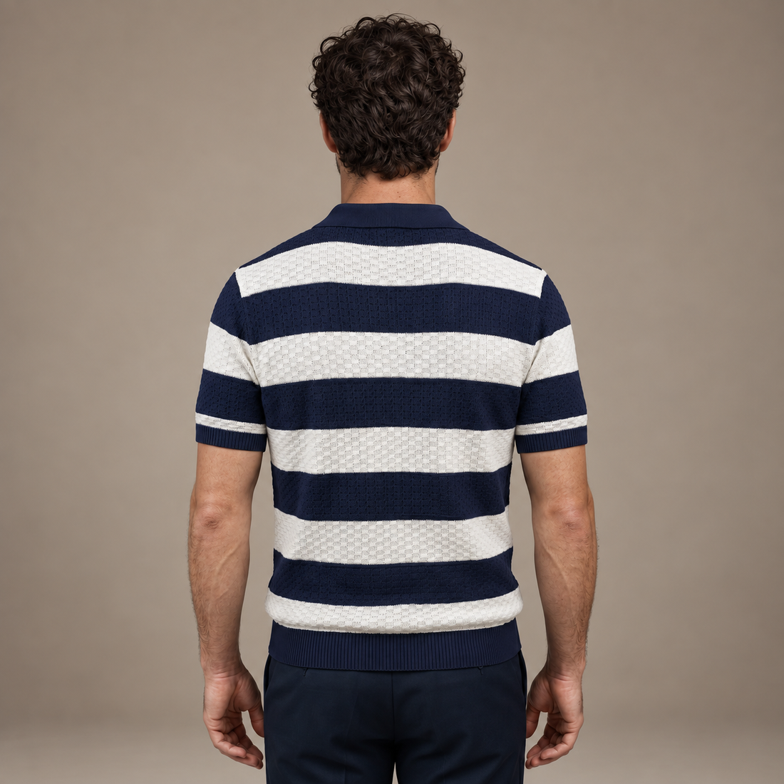 Men's Stripe Jacquard Knit Polo