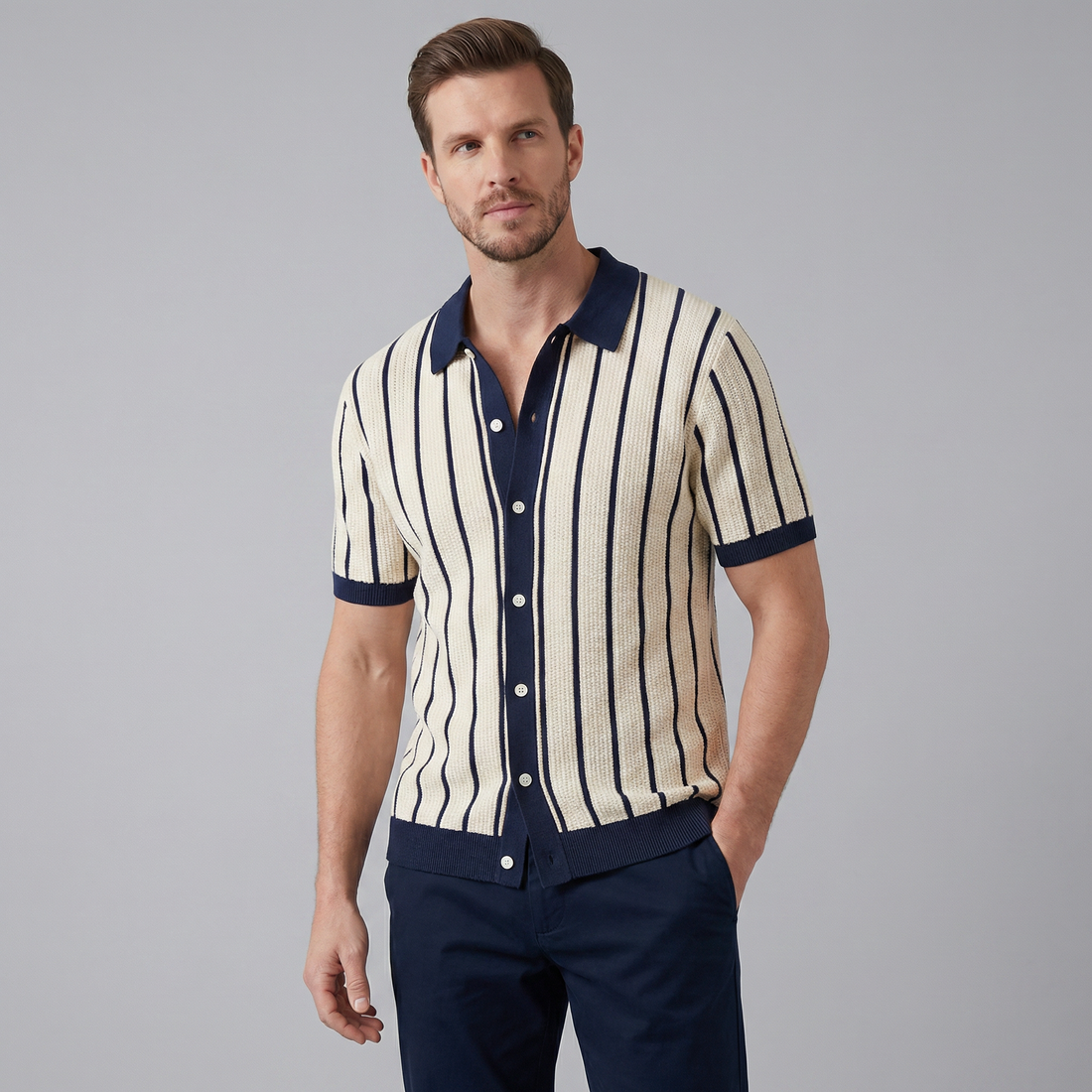 Men's Striped Button Down Shirt