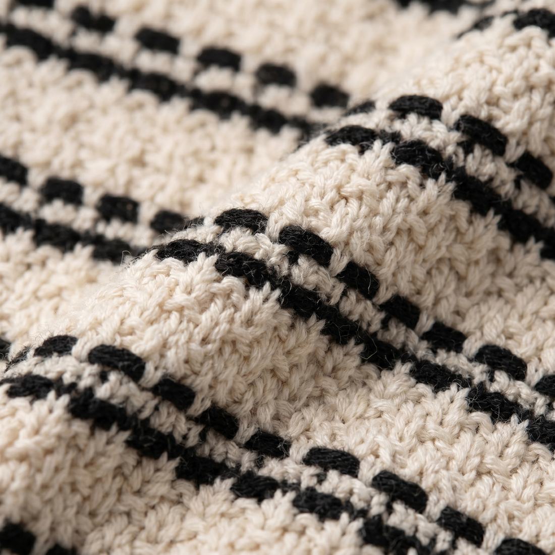 Men's Striped Crochet Knit Polo Shirt