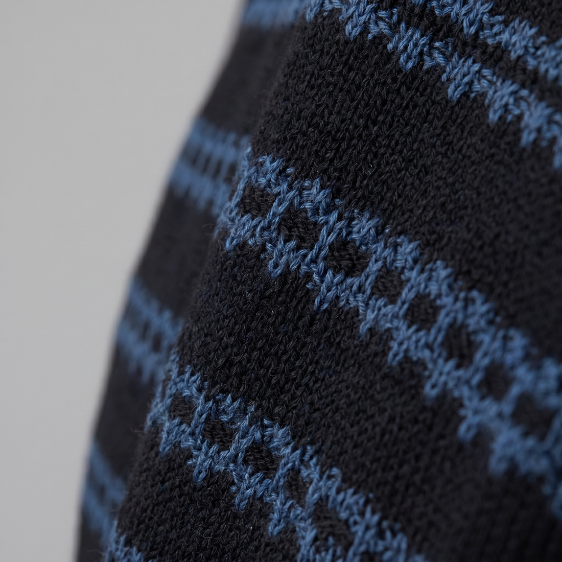 Men's Striped Crochet Knit Polo Shirt