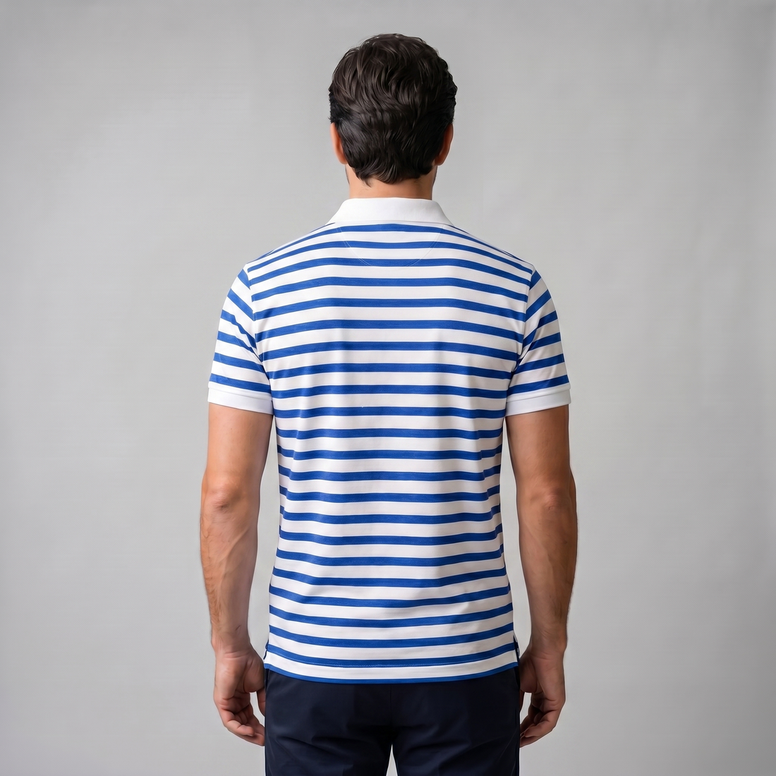 Men's Striped Short Sleeve Polo Shirt