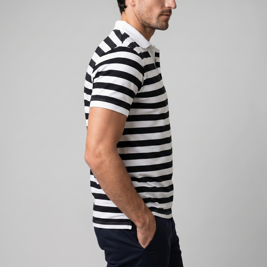 Men's Striped Short Sleeve Polo Shirt