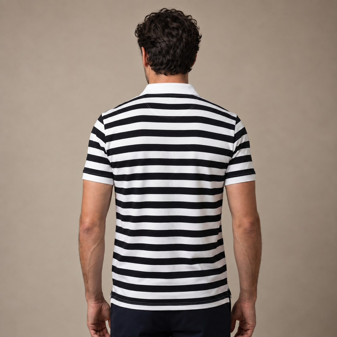 Men's Striped Short Sleeve Polo Shirt
