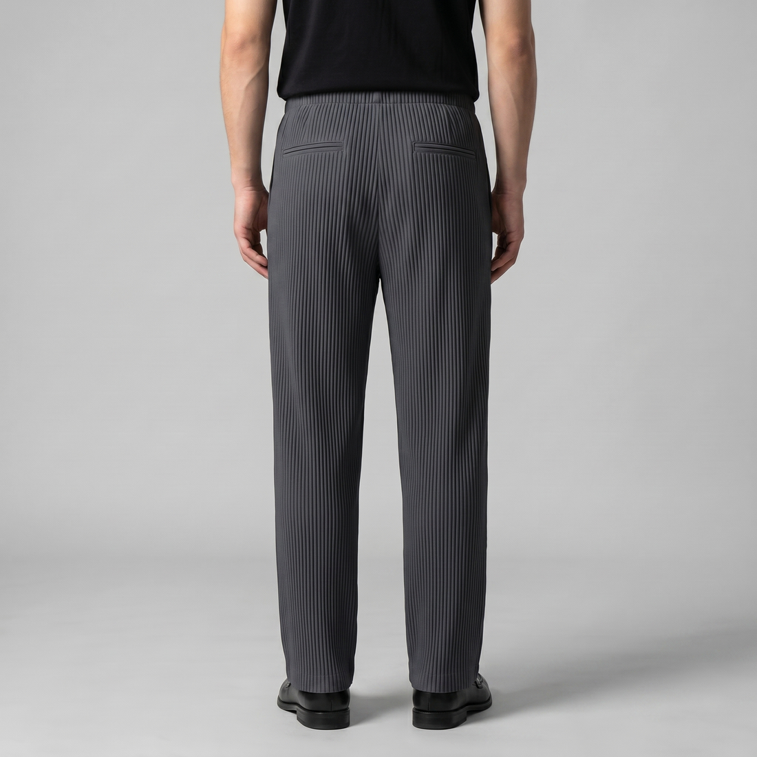 Men's Striped Trousers with Drawstring Elastic Waistband